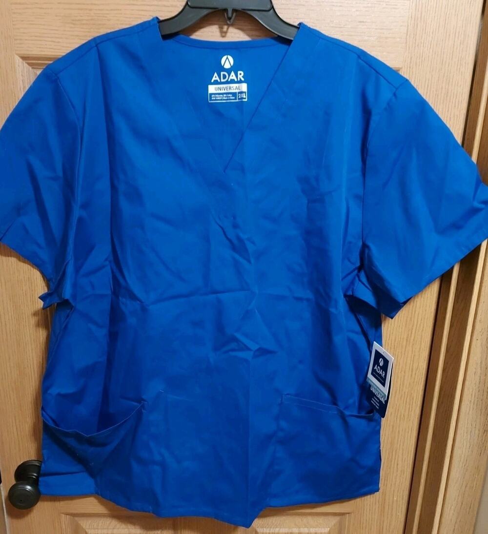 Adar Universal Unisex V-Neck Scrub Top 2XL Royal Blue Medical Nursing Uniform